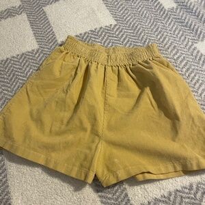 Yellow high waisted textured shorts